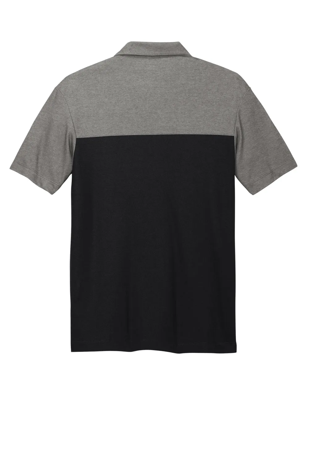 Port Authority Mens Fine Pique Blocked Moisture Wicking Short Sleeve Polo Shirt - Deep Black/Heather Charcoal Grey  Premium quality Clothing Port-Authority