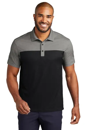 Port Authority Mens Fine Pique Blocked Moisture Wicking Short Sleeve Polo Shirt - Deep Black/Heather Charcoal Grey  Premium quality Clothing Port-Authority