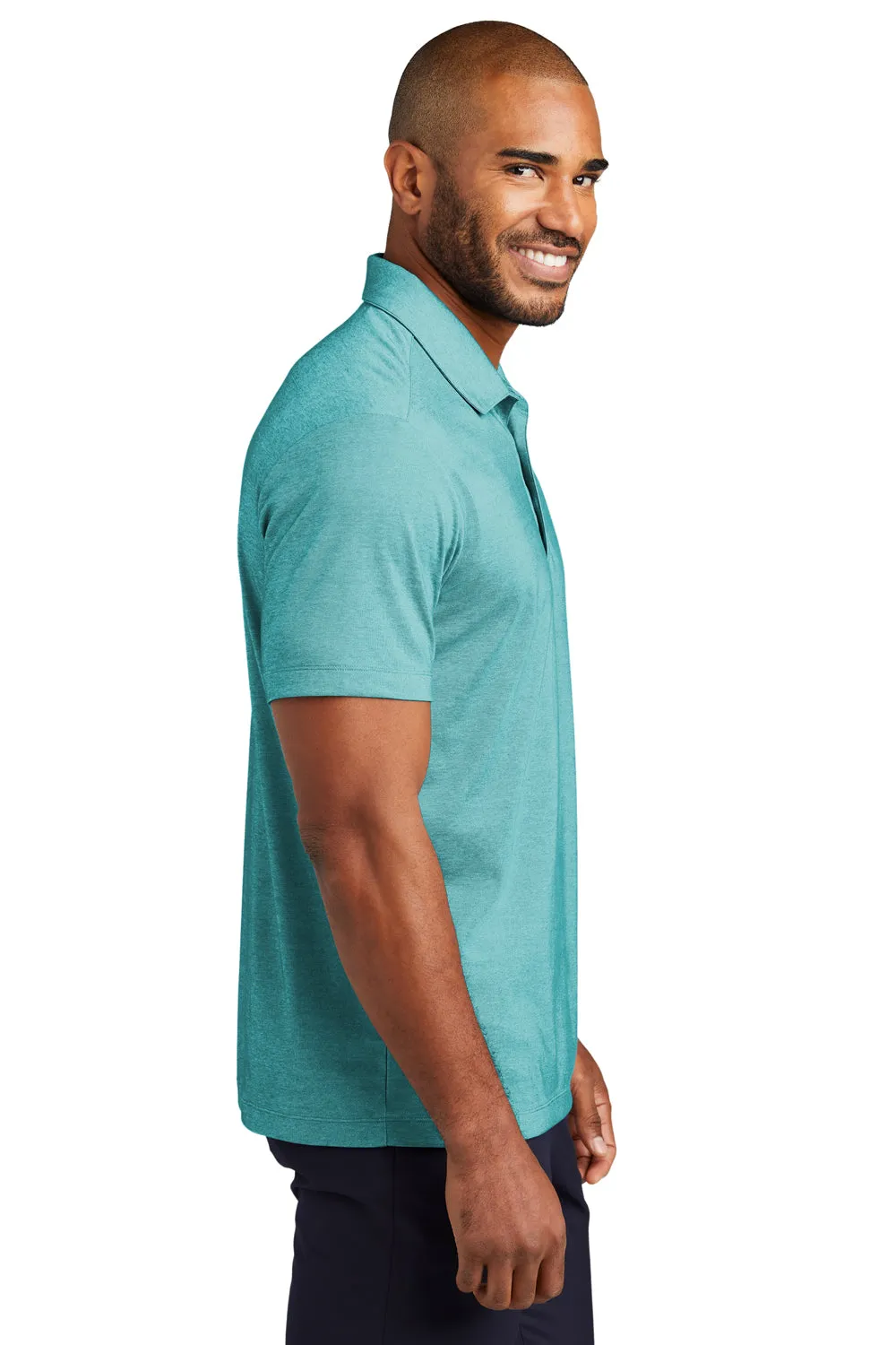 Port Authority Mens Fine Pique Moisture Wicking Short Sleeve Polo Shirt - Heather Dark Teal  Premium quality Clothing Port-Authority
