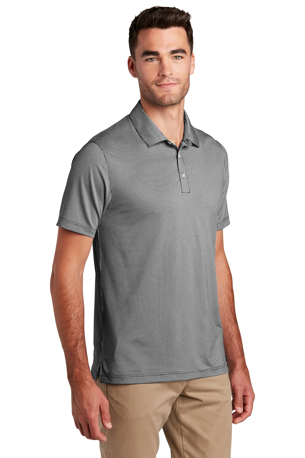 Port Authority Mens Gingham Moisture Wicking Short Sleeve Polo Shirt - Black/White - Closeout  Premium quality Clothing Port-Authority