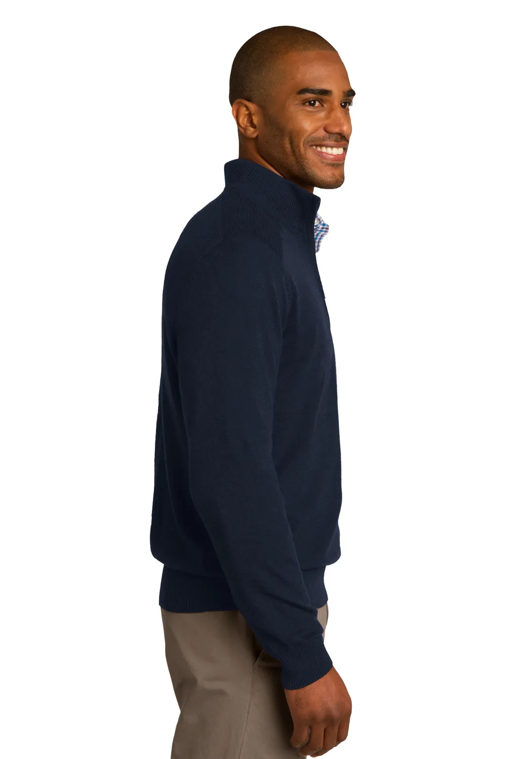 Port Authority Mens Long Sleeve 1/4 Zip Sweater - Navy Blue - Closeout  Premium quality Clothing Port-Authority