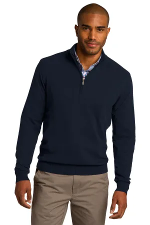 Port Authority Mens Long Sleeve 1/4 Zip Sweater - Navy Blue - Closeout  Premium quality Clothing Port-Authority
