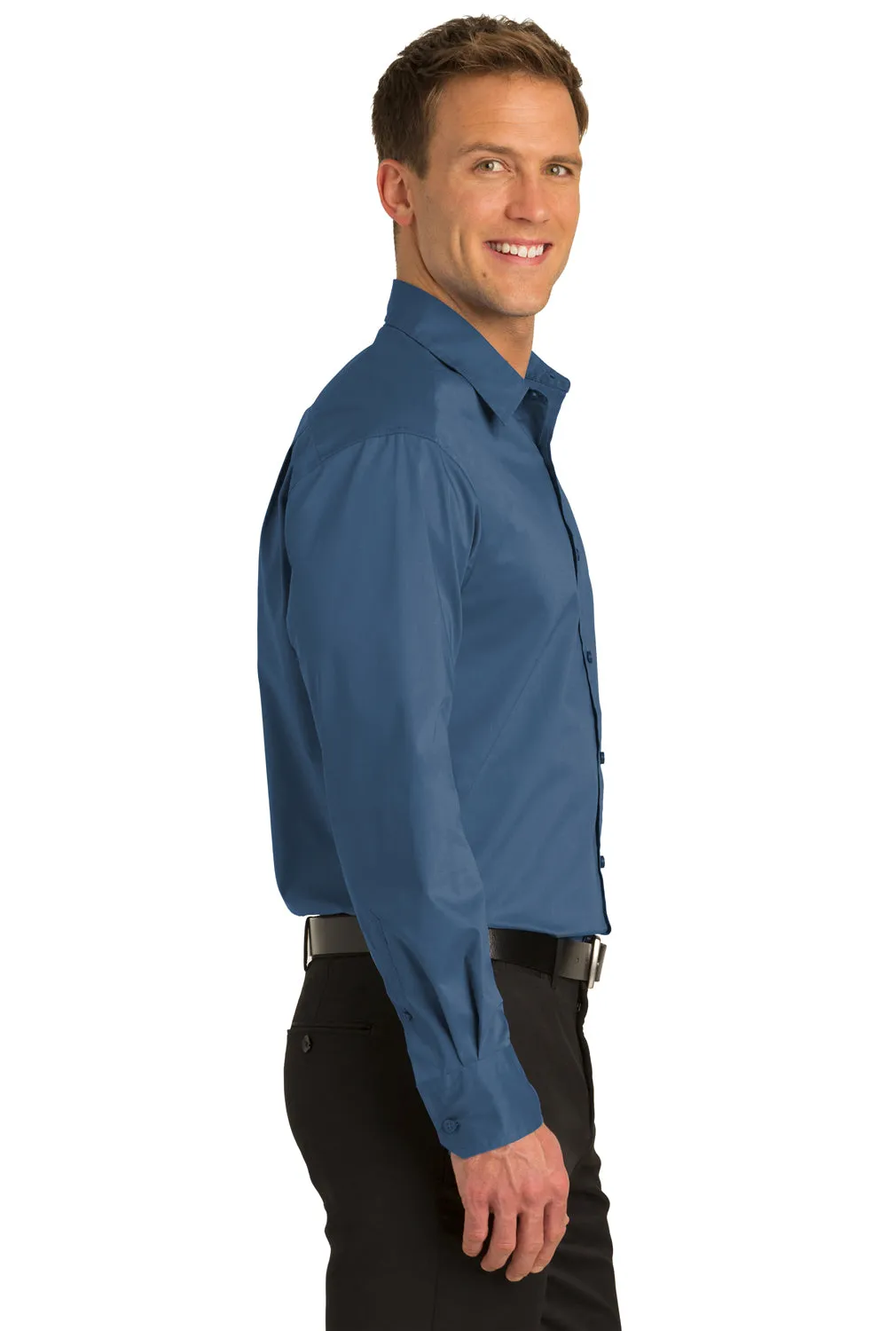 Port Authority Mens Long Sleeve Button Down Shirt - Moonlight Blue - Closeout  Premium quality Clothing Port-Authority