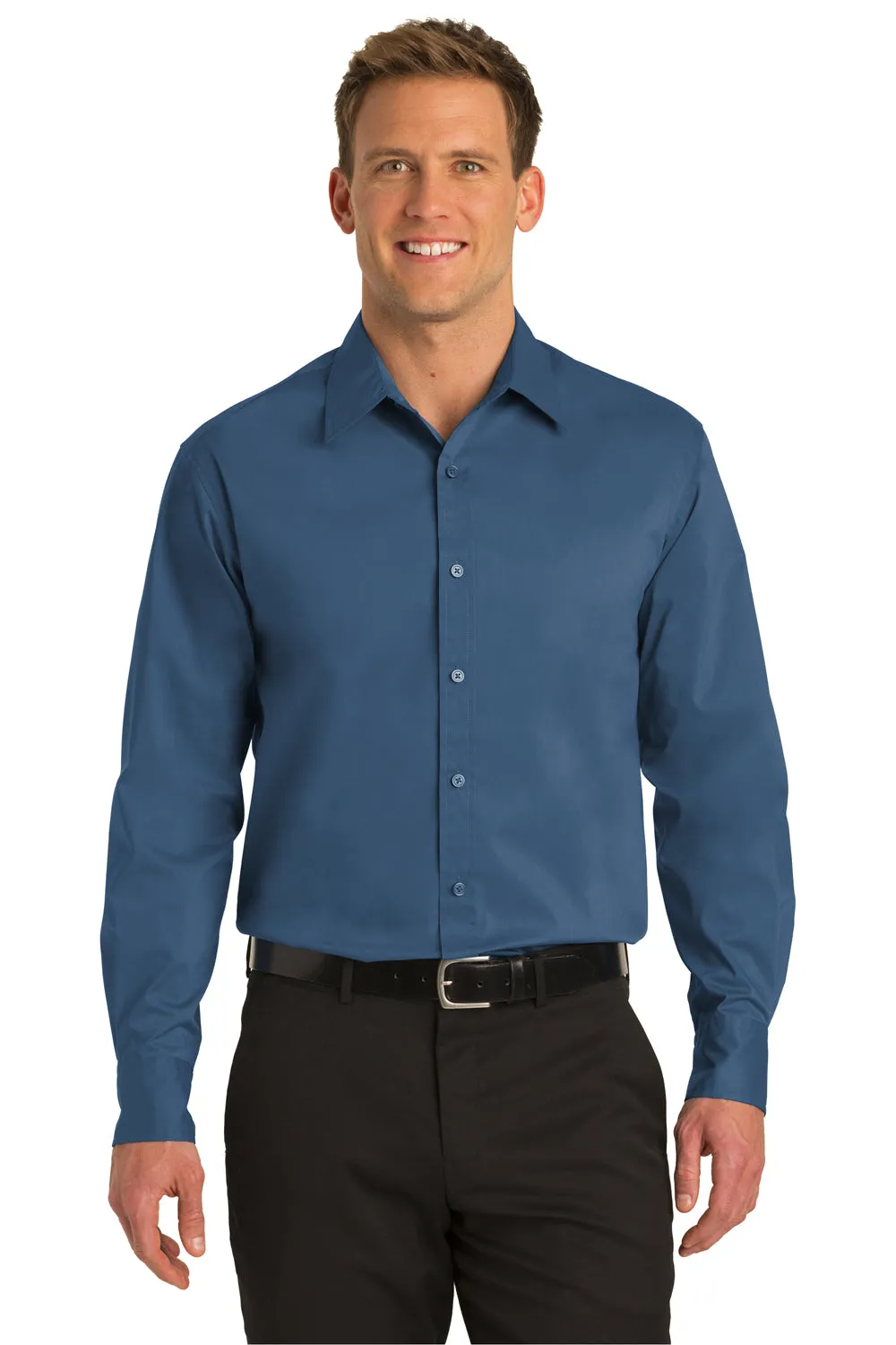 Port Authority Mens Long Sleeve Button Down Shirt - Moonlight Blue - Closeout  Premium quality Clothing Port-Authority