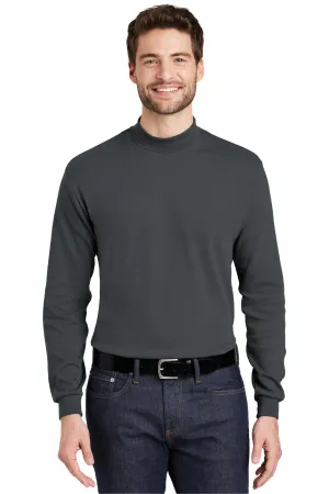 Port Authority Mens Long Sleeve Mock Neck T-Shirt - Steel Grey  Premium quality Clothing Port-Authority