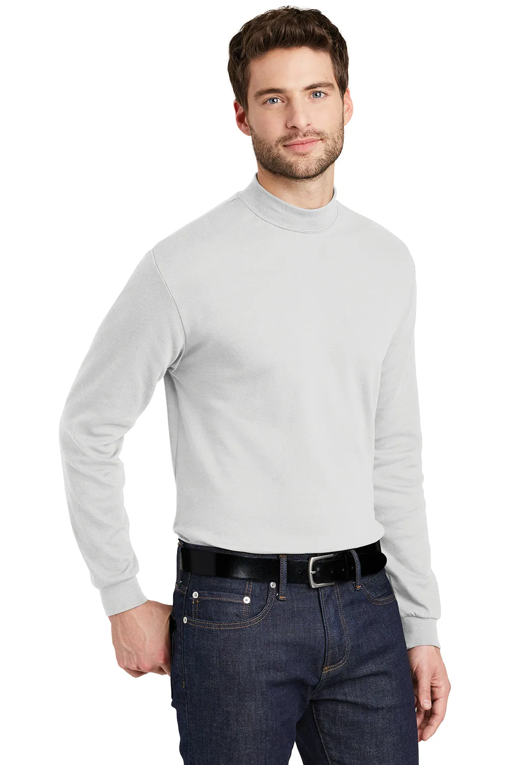 Port Authority Mens Long Sleeve Mock Neck T-Shirt - White  Premium quality Clothing Port-Authority