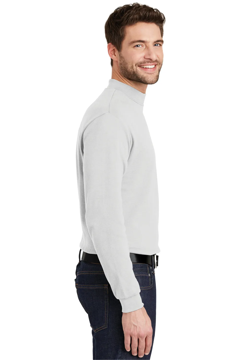 Port Authority Mens Long Sleeve Mock Neck T-Shirt - White  Premium quality Clothing Port-Authority