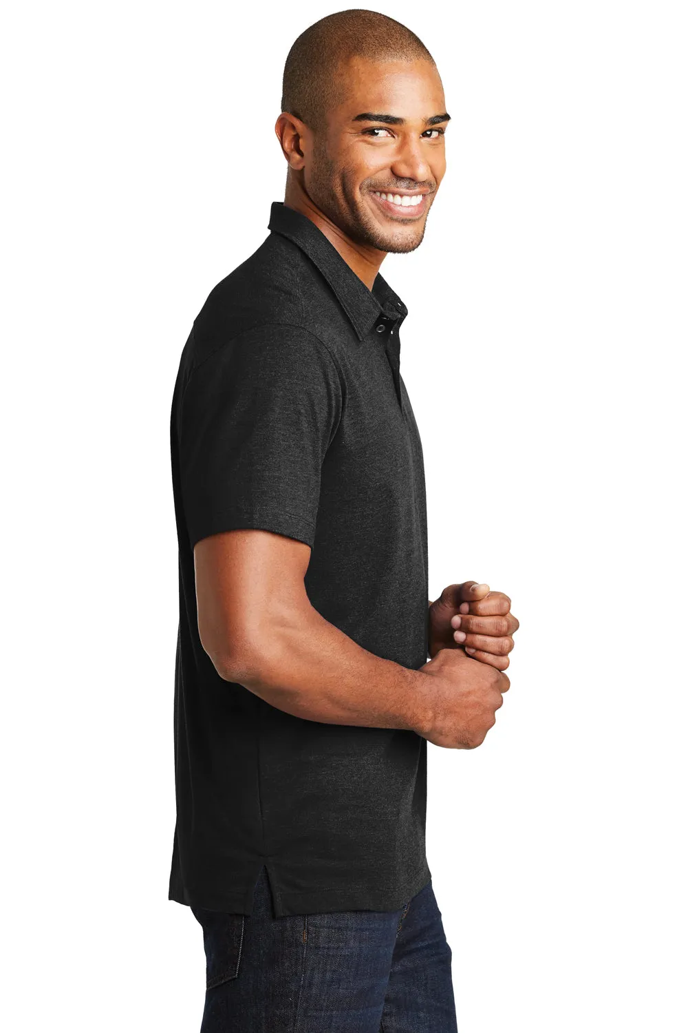 Port Authority Mens Meridian Short Sleeve Polo Shirt - Black - Closeout  Premium quality Clothing Port-Authority