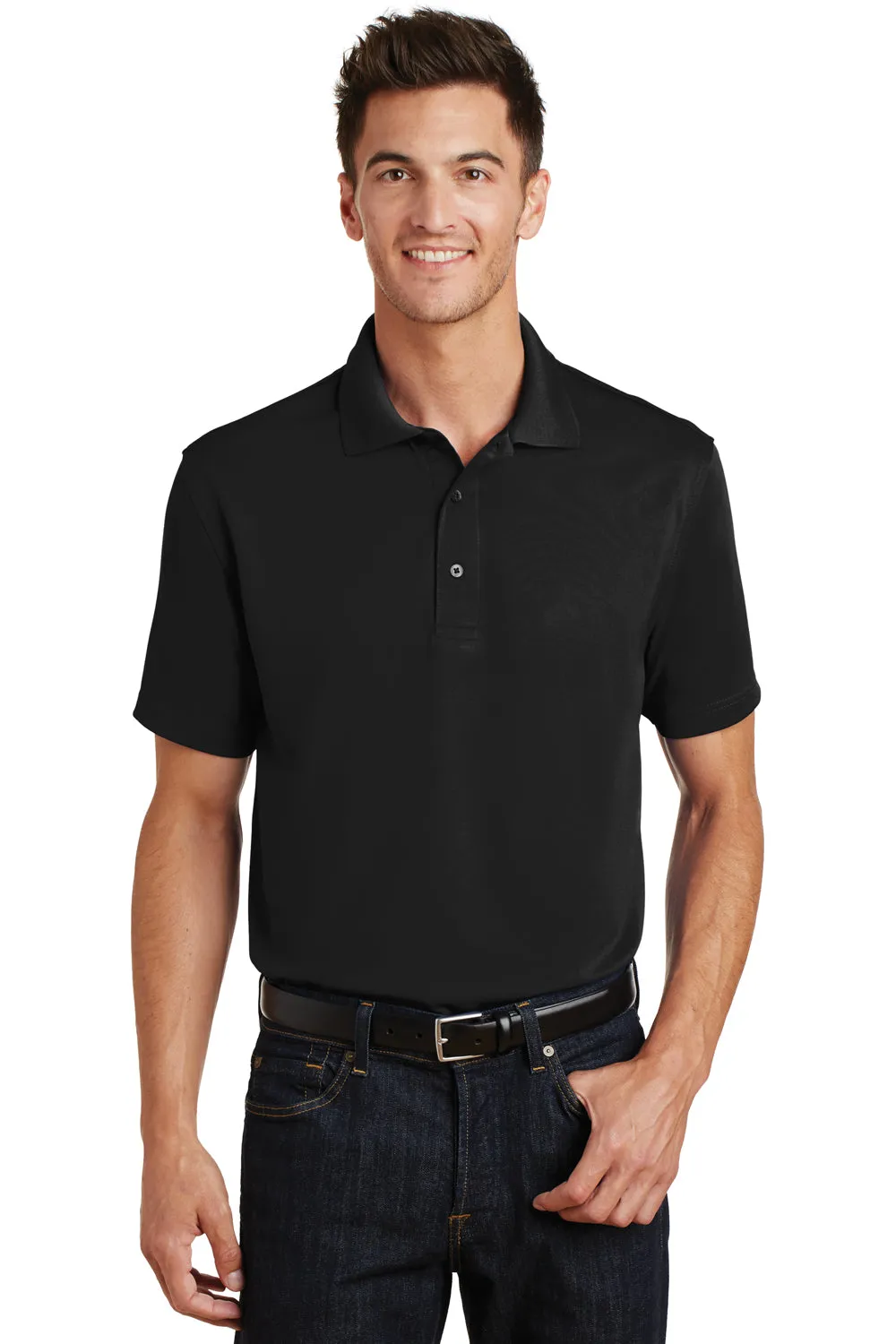 Port Authority Mens Moisture Wicking Short Sleeve Polo Shirt - Black - Closeout  Premium quality Clothing Port-Authority