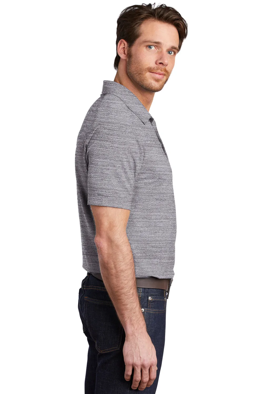 Port Authority Mens Moisture Wicking Short Sleeve Polo Shirt - Graphite Grey/White  Premium quality Clothing Port-Authority