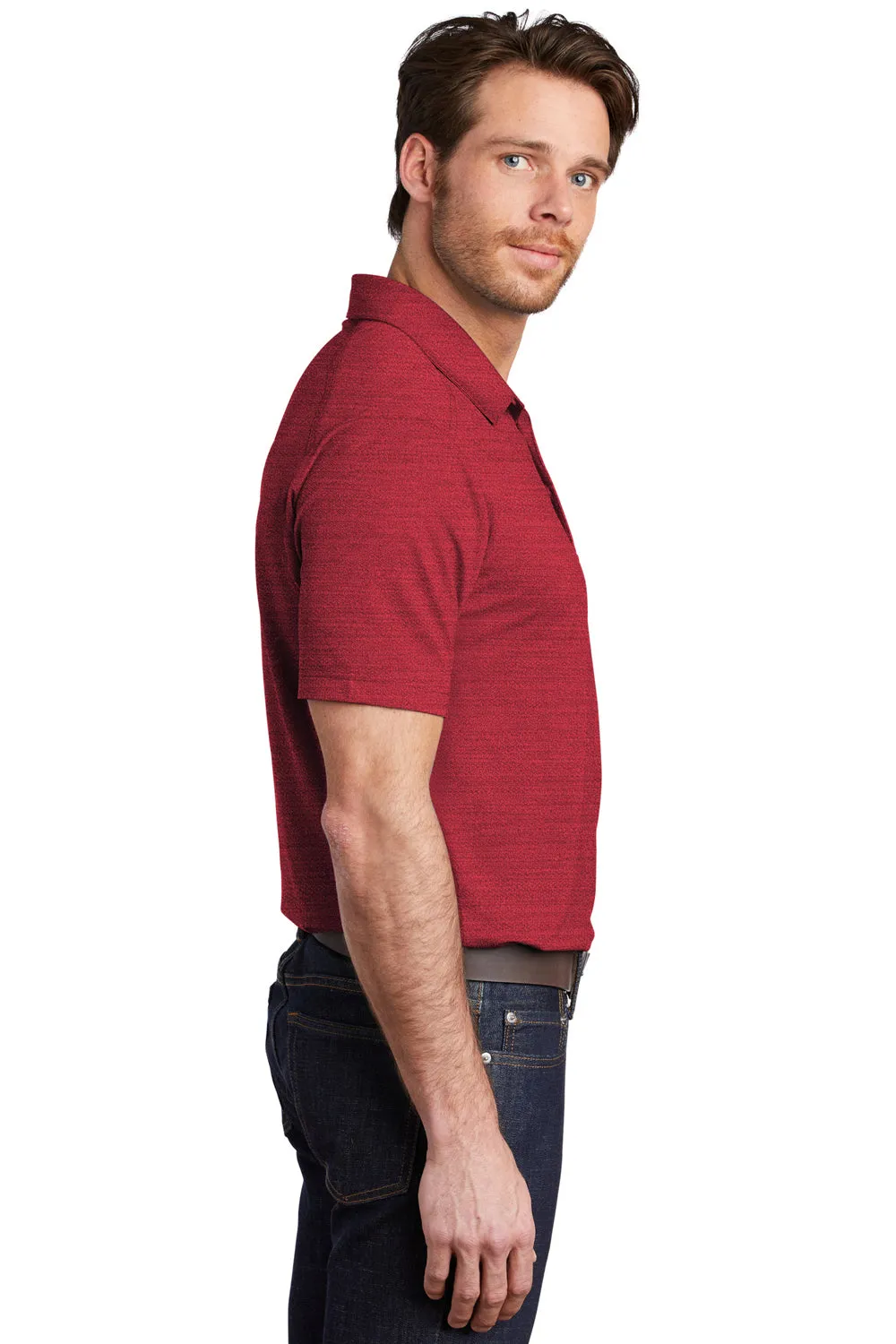 Port Authority Mens Moisture Wicking Short Sleeve Polo Shirt - Red/Black - Closeout  Premium quality Clothing Port-Authority