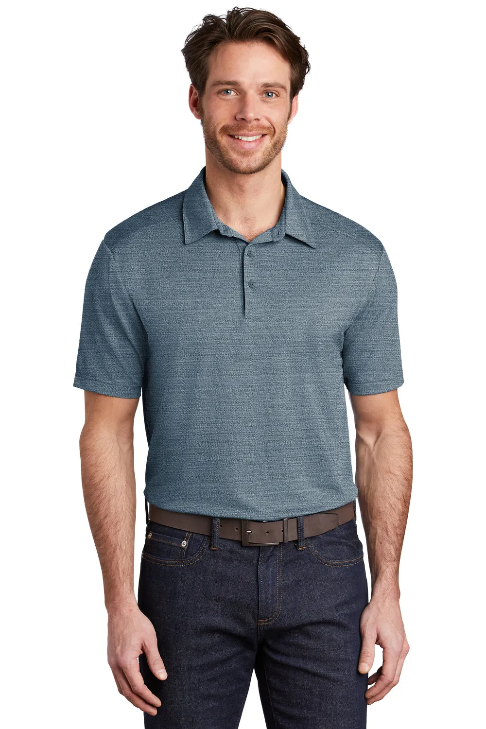 Port Authority Mens Moisture Wicking Short Sleeve Polo Shirt - Regatta Blue/Gusty Grey  Premium quality Clothing Port-Authority