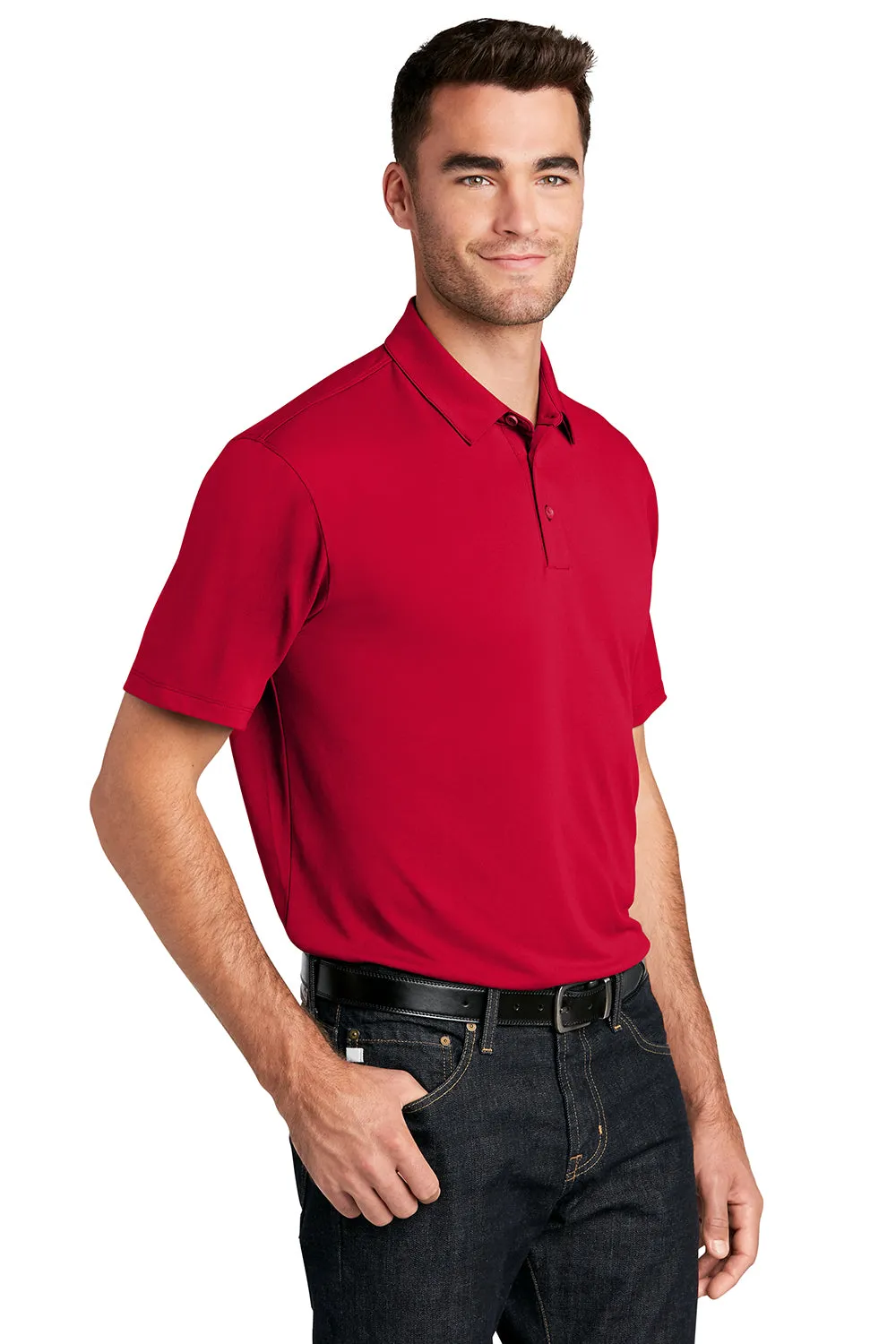 Port Authority Mens Moisture Wicking Short Sleeve Polo Shirt - Rich Red  Premium quality Clothing Port-Authority