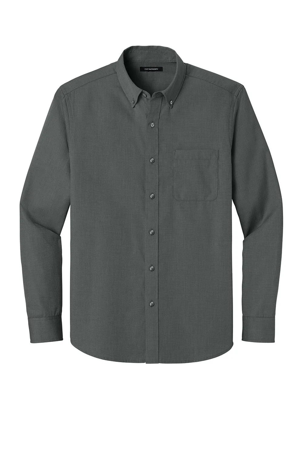 Port Authority Mens Nailhead Easy Care Long Sleeve Button Down Shirt w/ Pocket - Deep Black  Premium quality Clothing Port-Authority