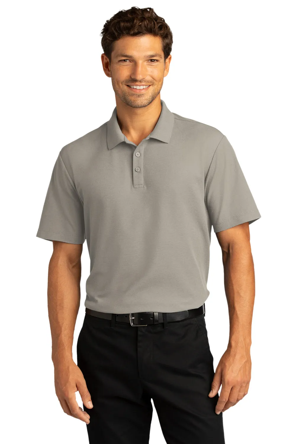 Port Authority Mens React SuperPro Snag Resistant Short Sleeve Polo Shirt - Gusty Grey  Premium quality Clothing Port-Authority