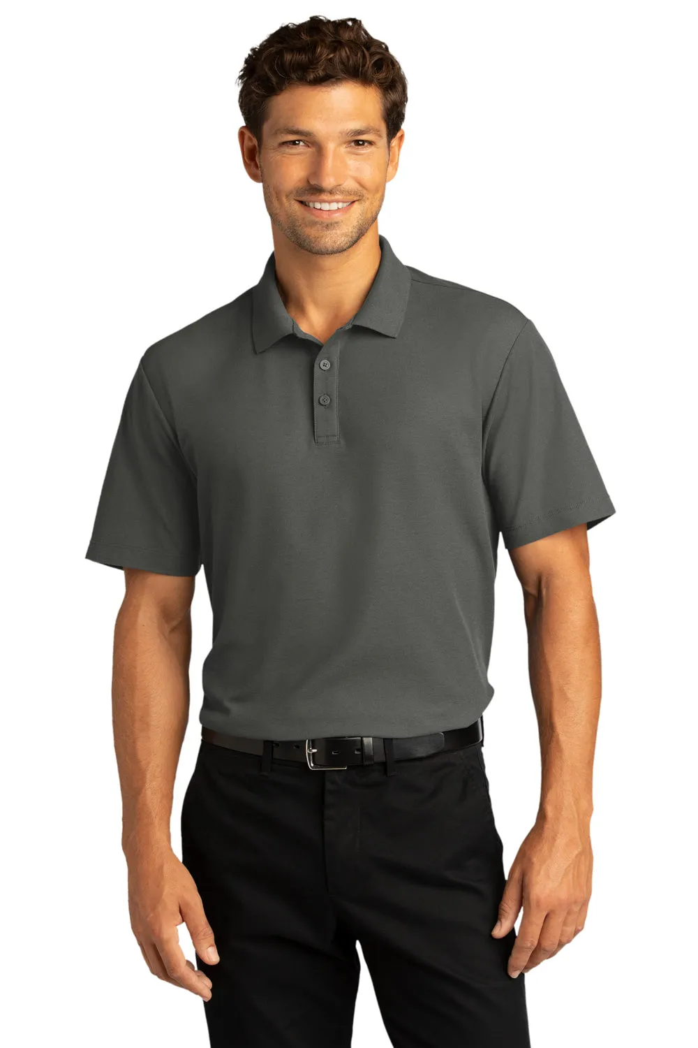 Port Authority Mens React SuperPro Snag Resistant Short Sleeve Polo Shirt - Storm Grey  Premium quality Clothing Port-Authority