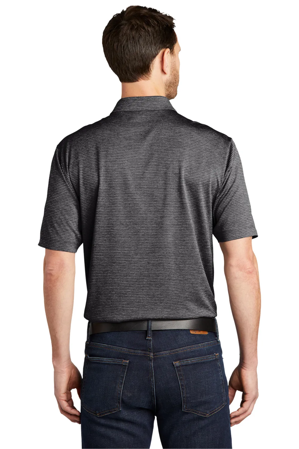 Port Authority Mens Shadow Stripe Moisture Wicking Short Sleeve Polo Shirt - Deep Black  Premium quality Clothing Port-Authority