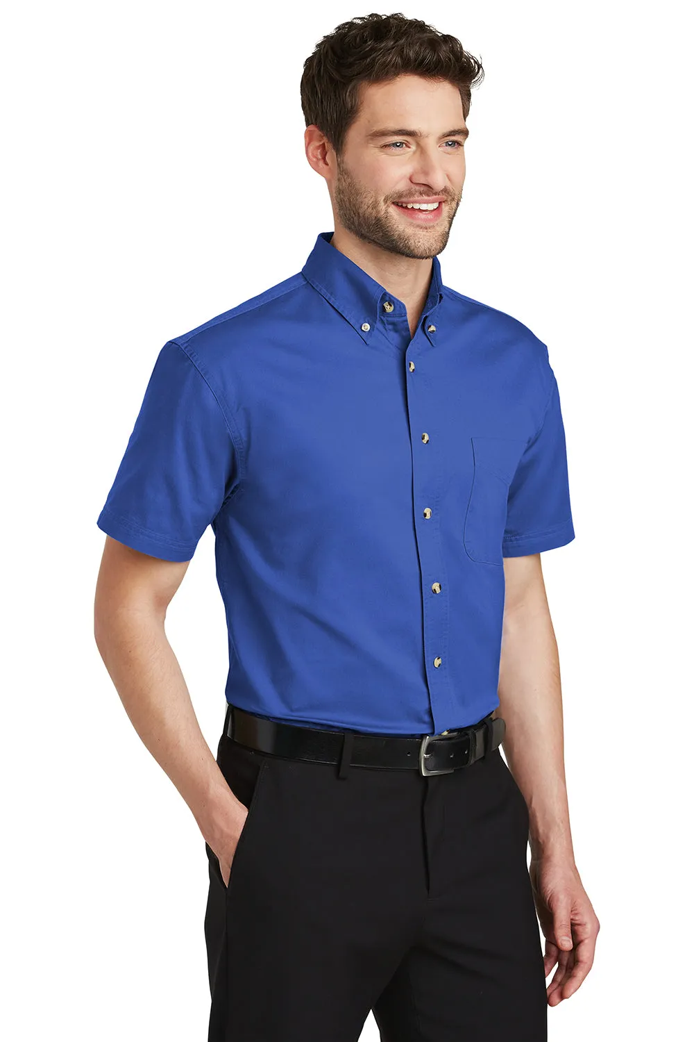 Port Authority Mens Short Sleeve Button Down Shirt w/ Pocket - Faded Blue - Closeout  Premium quality Clothing Port-Authority
