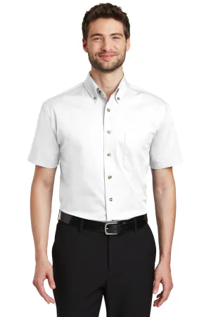 Port Authority Mens Short Sleeve Button Down Shirt w/ Pocket - White - Closeout  Premium quality Clothing Port-Authority