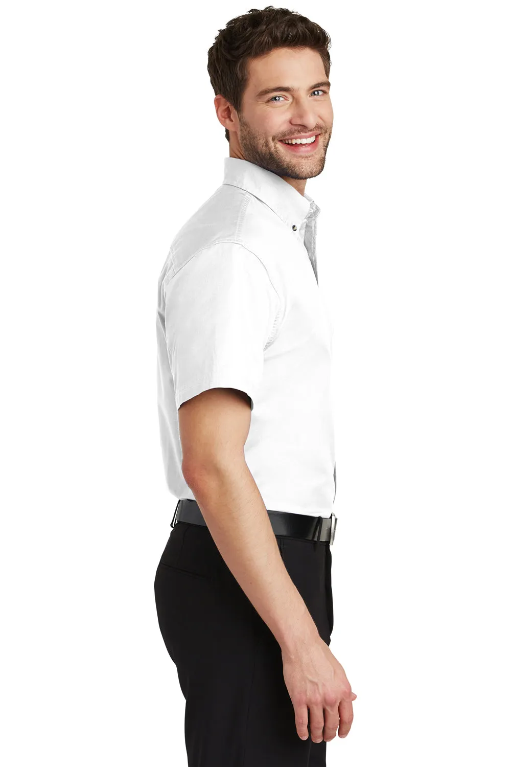 Port Authority Mens Short Sleeve Button Down Shirt w/ Pocket - White - Closeout  Premium quality Clothing Port-Authority
