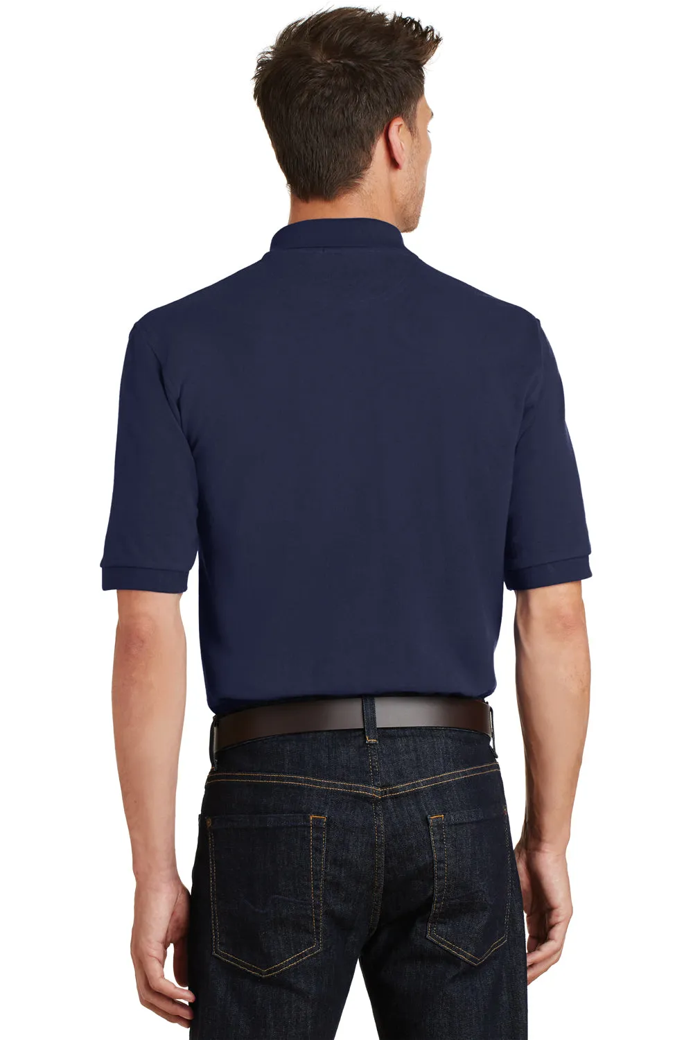 Port Authority Mens Shrink Resistant Short Sleeve Polo Shirt w/ Pocket - Navy Blue  Premium quality Clothing Port-Authority