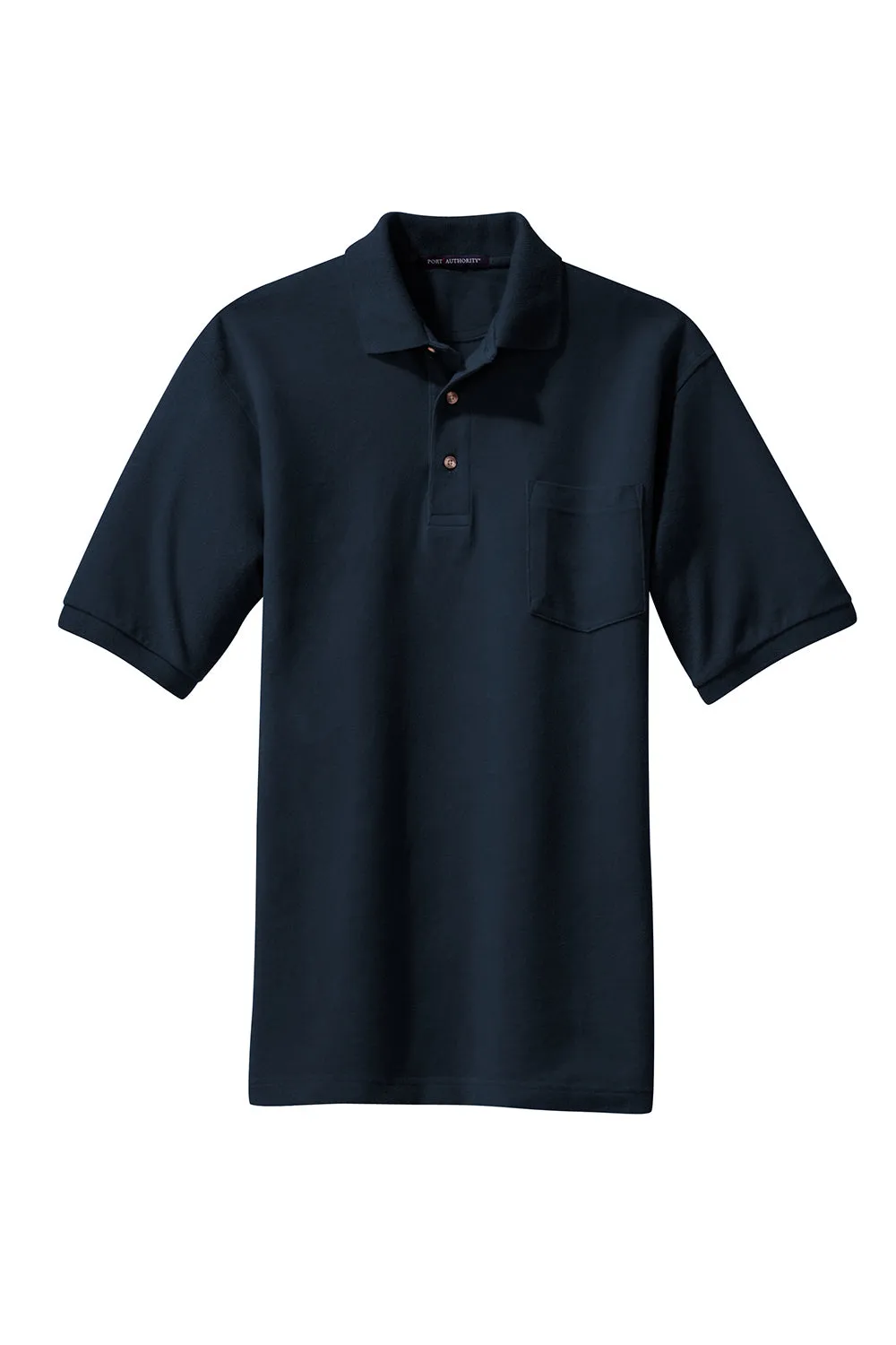 Port Authority Mens Shrink Resistant Short Sleeve Polo Shirt w/ Pocket - Navy Blue  Premium quality Clothing Port-Authority