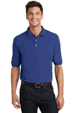 Port Authority Mens Shrink Resistant Short Sleeve Polo Shirt w/ Pocket - Royal Blue  Premium quality Clothing Port-Authority