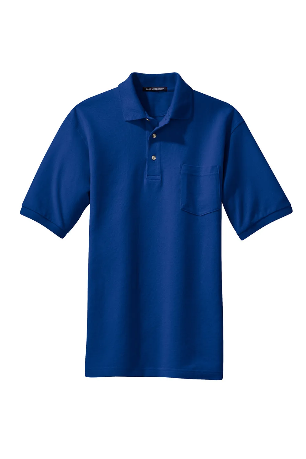 Port Authority Mens Shrink Resistant Short Sleeve Polo Shirt w/ Pocket - Royal Blue  Premium quality Clothing Port-Authority