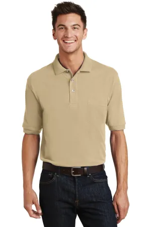 Port Authority Mens Shrink Resistant Short Sleeve Polo Shirt w/ Pocket - Stone - Closeout  Premium quality Clothing Port-Authority