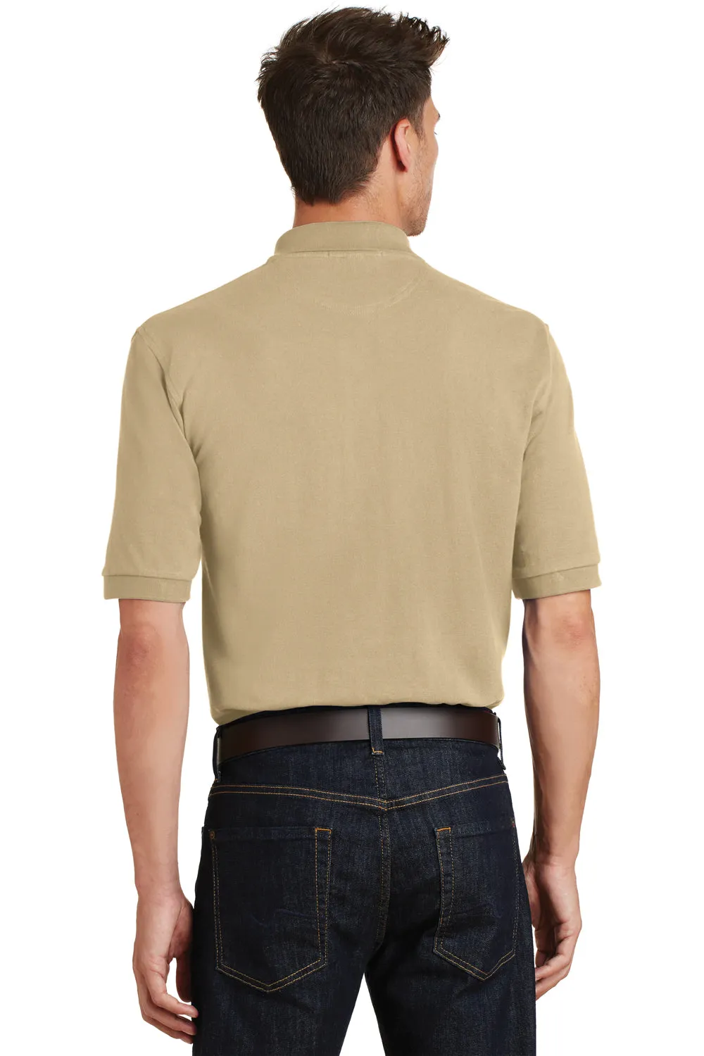 Port Authority Mens Shrink Resistant Short Sleeve Polo Shirt w/ Pocket - Stone - Closeout  Premium quality Clothing Port-Authority