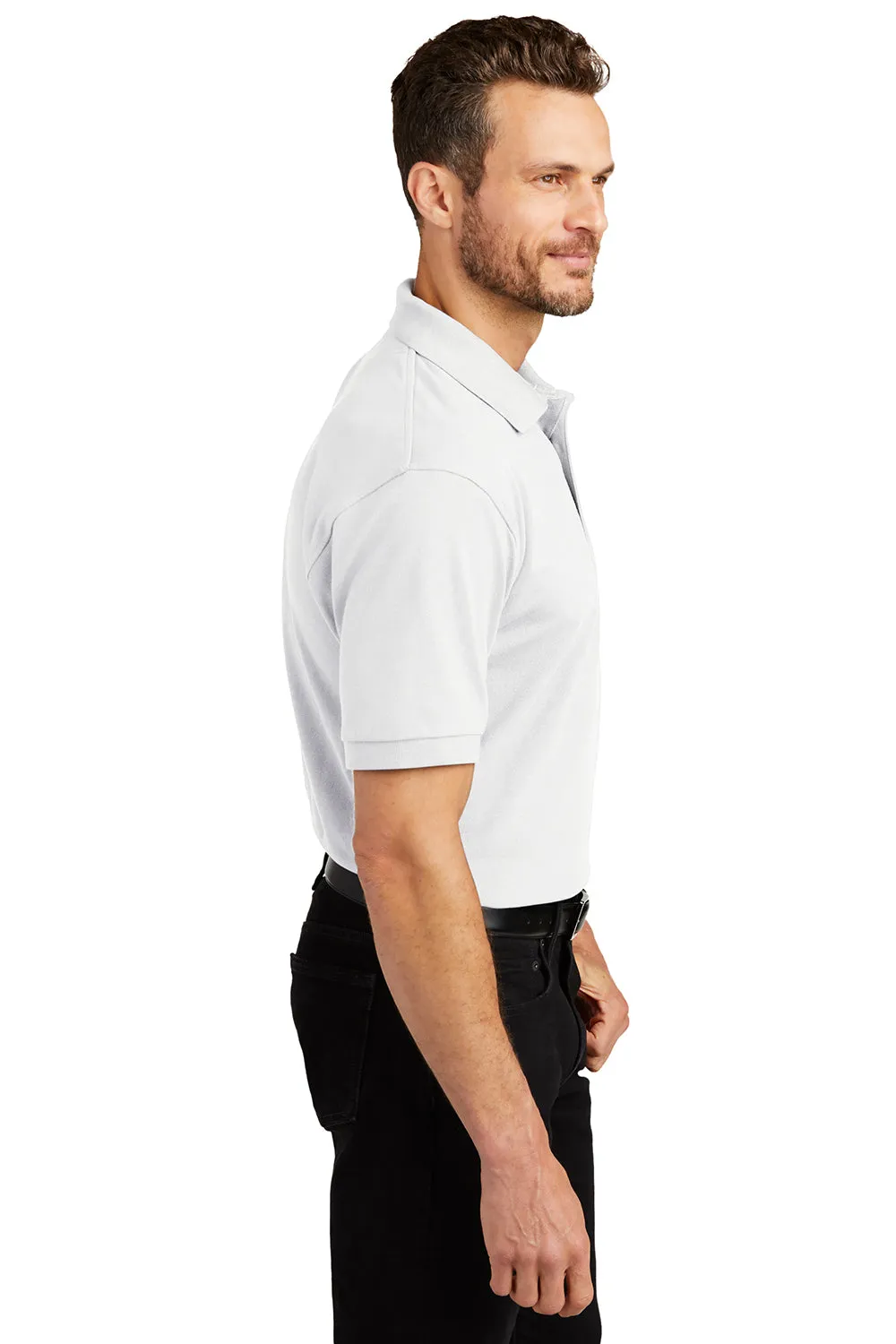 Port Authority Mens Shrink Resistant Short Sleeve Polo Shirt - White  Premium quality Clothing Port-Authority