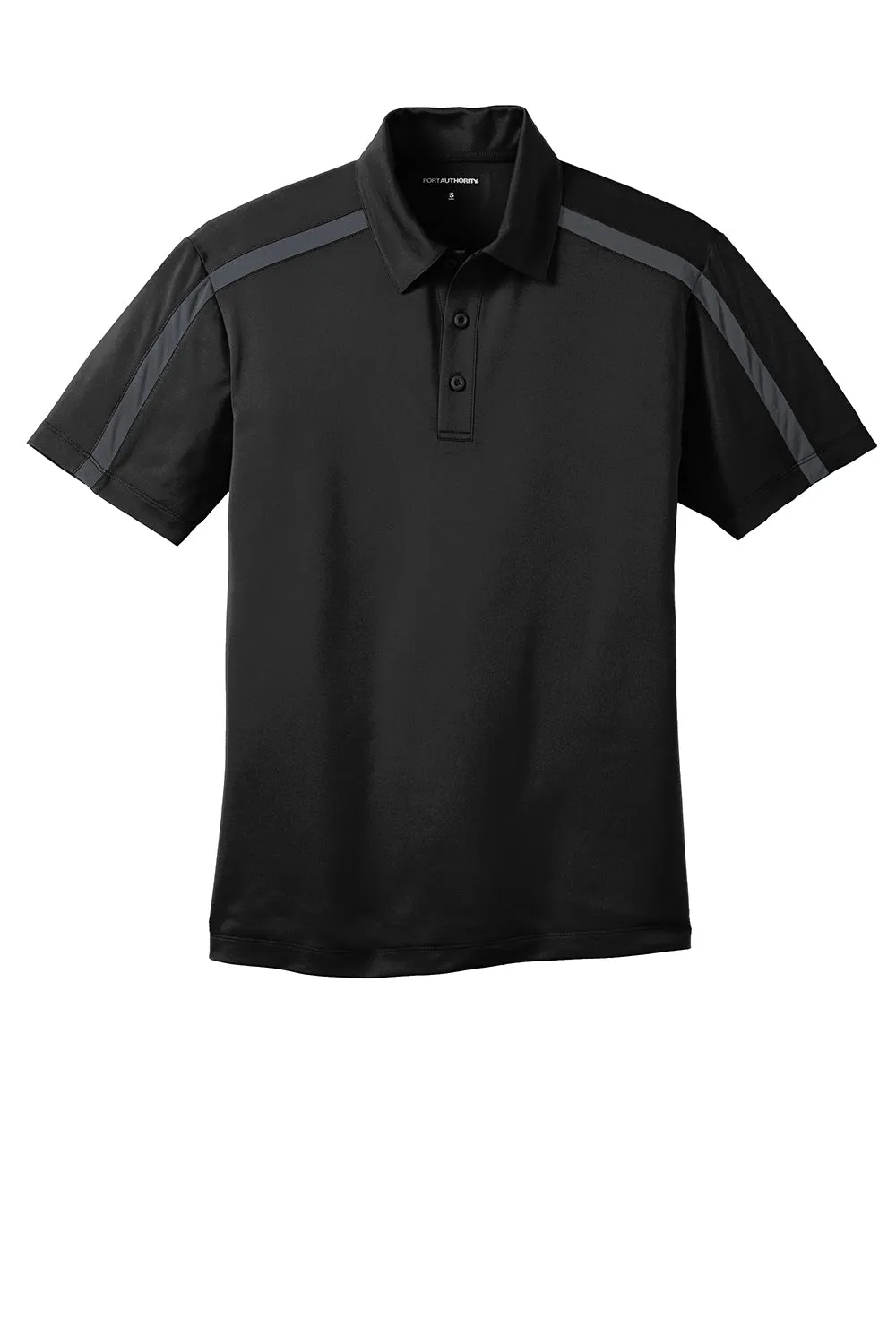 Port Authority Mens Silk Touch Performance Moisture Wicking Short Sleeve Polo Shirt - Black/Steel Grey  Premium quality Clothing Port-Authority