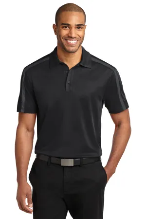 Port Authority Mens Silk Touch Performance Moisture Wicking Short Sleeve Polo Shirt - Black/Steel Grey  Premium quality Clothing Port-Authority