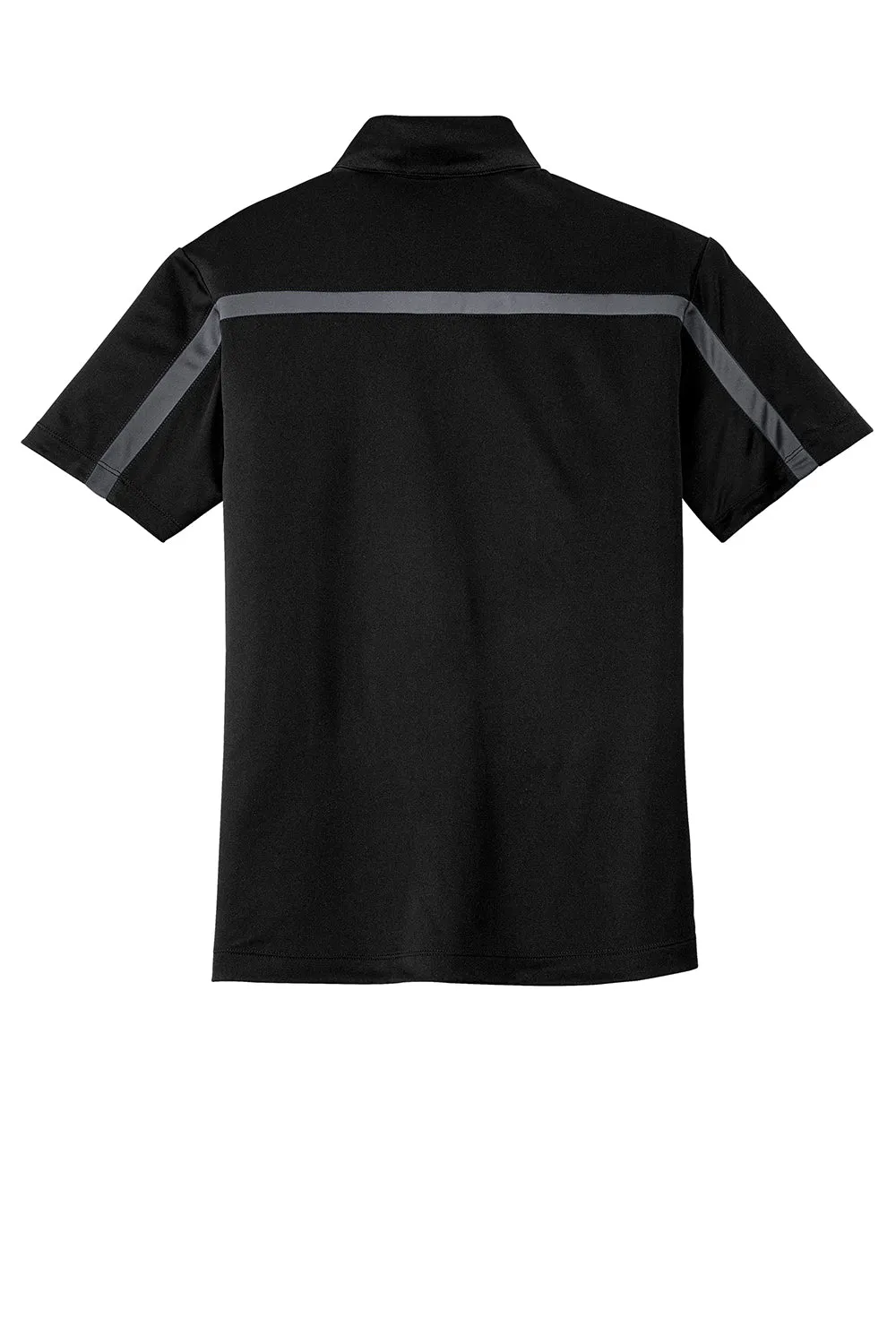 Port Authority Mens Silk Touch Performance Moisture Wicking Short Sleeve Polo Shirt - Black/Steel Grey  Premium quality Clothing Port-Authority