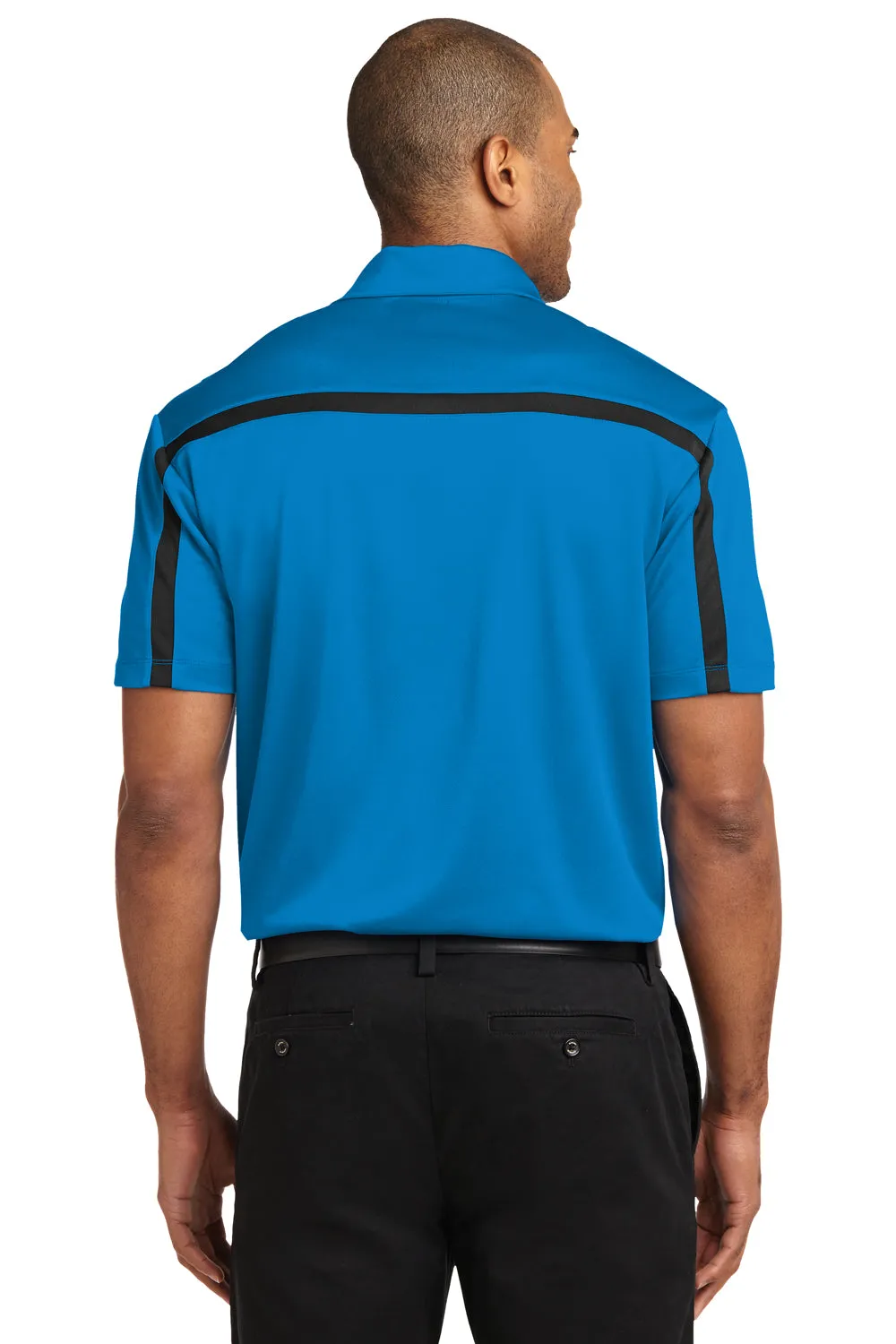 Port Authority Mens Silk Touch Performance Moisture Wicking Short Sleeve Polo Shirt - Brilliant Blue/Black  Premium quality Clothing Port-Authority