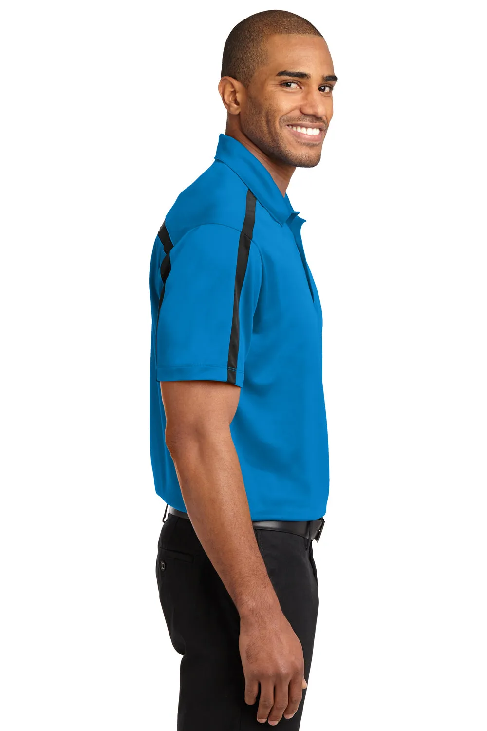 Port Authority Mens Silk Touch Performance Moisture Wicking Short Sleeve Polo Shirt - Brilliant Blue/Black  Premium quality Clothing Port-Authority