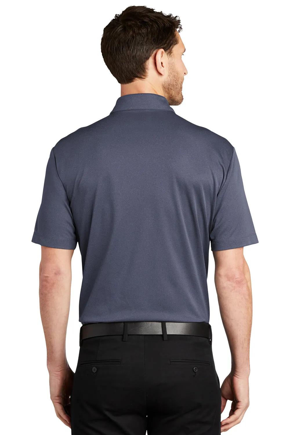 Port Authority Mens Silk Touch Performance Moisture Wicking Short Sleeve Polo Shirt - Heather Navy Blue  Premium quality Clothing Port-Authority