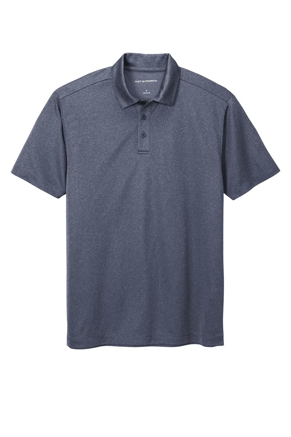 Port Authority Mens Silk Touch Performance Moisture Wicking Short Sleeve Polo Shirt - Heather Navy Blue  Premium quality Clothing Port-Authority