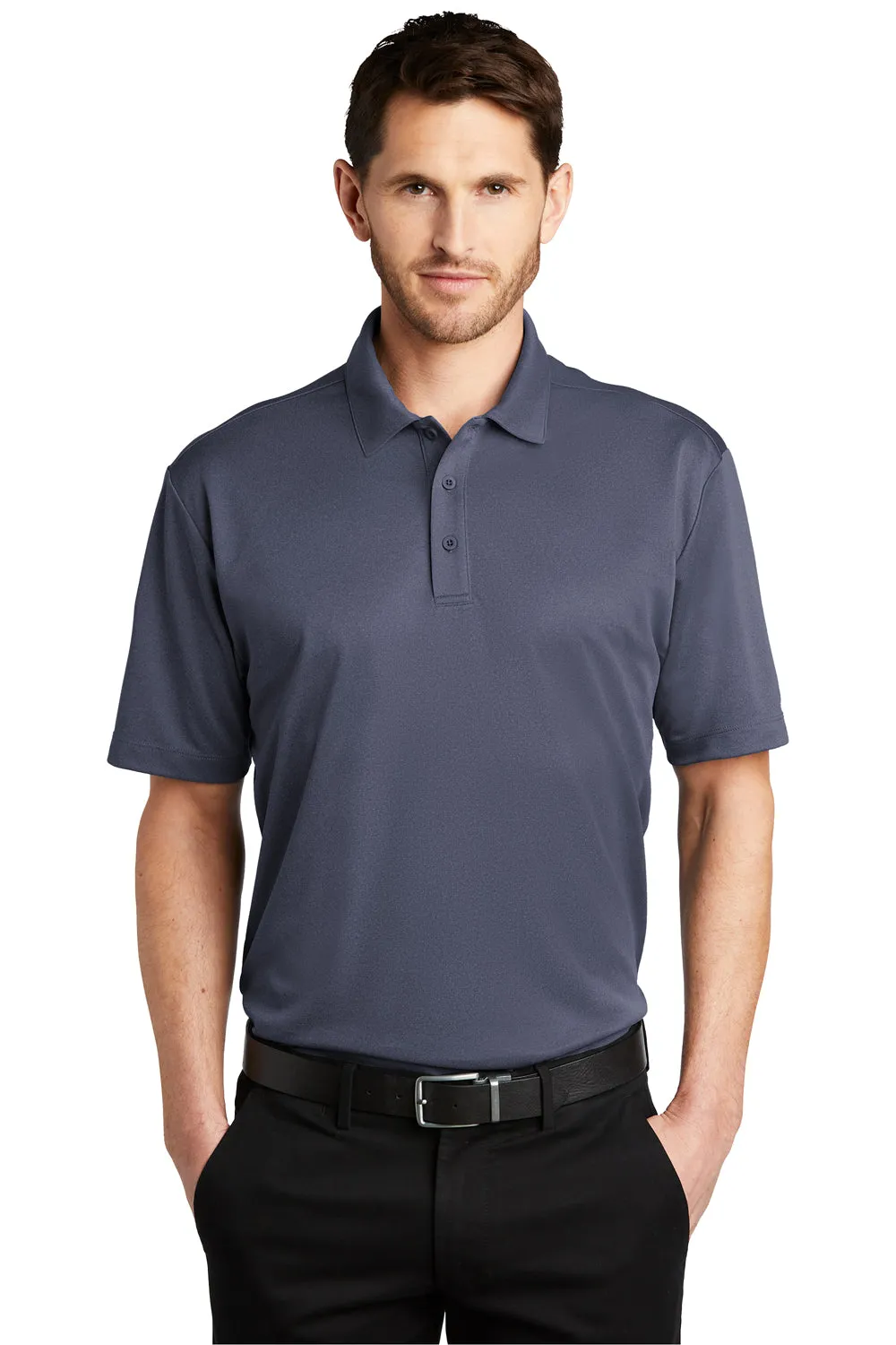 Port Authority Mens Silk Touch Performance Moisture Wicking Short Sleeve Polo Shirt - Heather Navy Blue  Premium quality Clothing Port-Authority