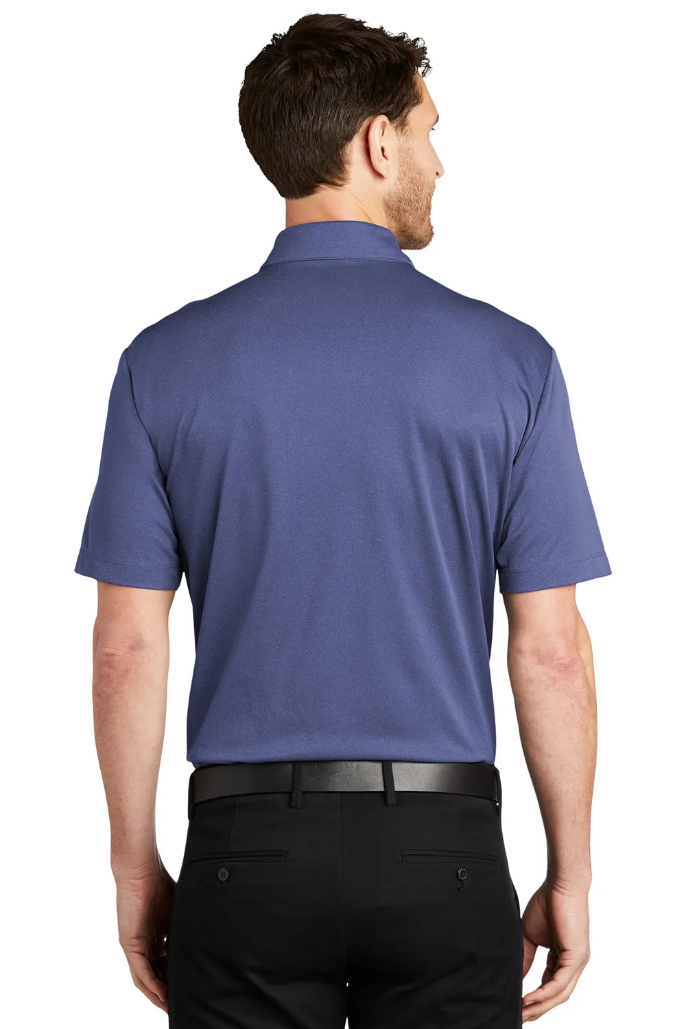Port Authority Mens Silk Touch Performance Moisture Wicking Short Sleeve Polo Shirt - Heather Royal Blue  Premium quality Clothing Port-Authority