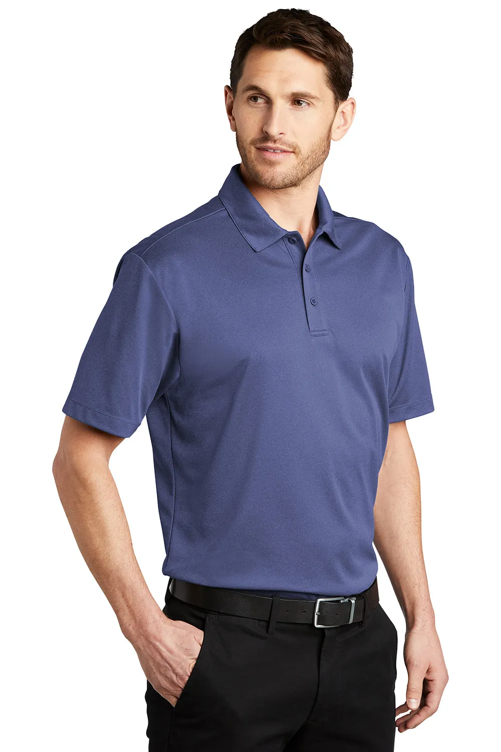 Port Authority Mens Silk Touch Performance Moisture Wicking Short Sleeve Polo Shirt - Heather Royal Blue  Premium quality Clothing Port-Authority