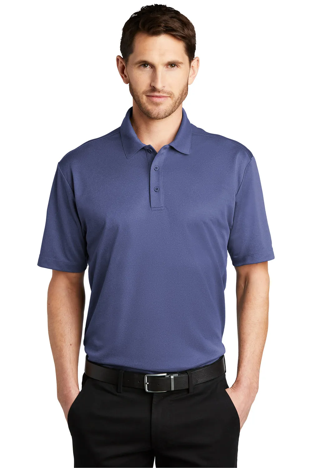 Port Authority Mens Silk Touch Performance Moisture Wicking Short Sleeve Polo Shirt - Heather Royal Blue  Premium quality Clothing Port-Authority