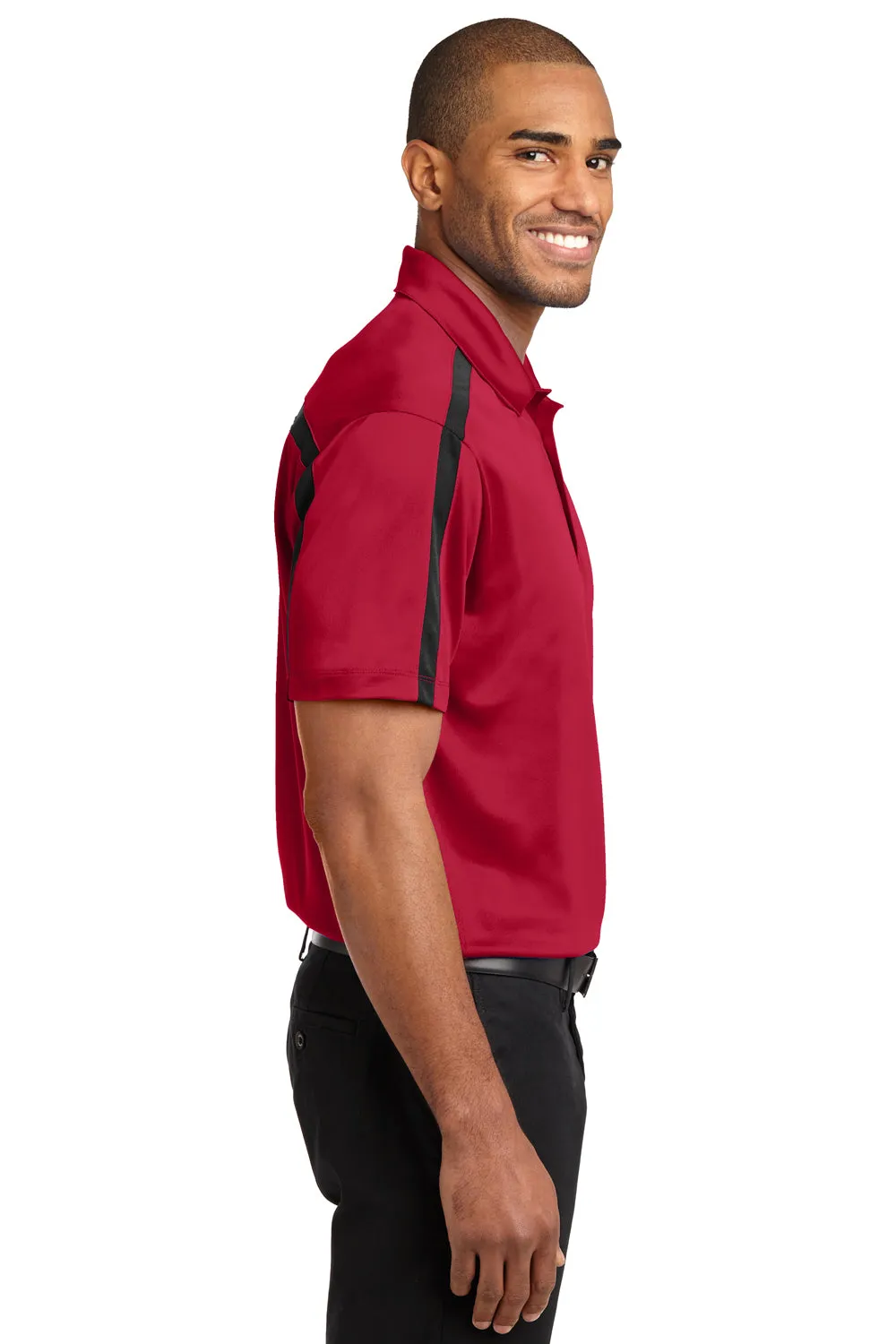 Port Authority Mens Silk Touch Performance Moisture Wicking Short Sleeve Polo Shirt - Red/Black  Premium quality Clothing Port-Authority