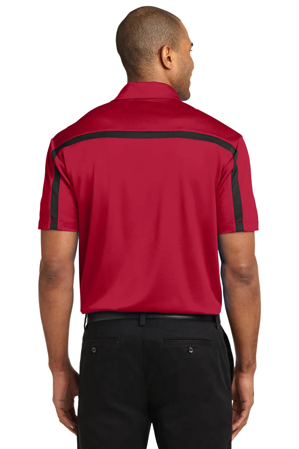Port Authority Mens Silk Touch Performance Moisture Wicking Short Sleeve Polo Shirt - Red/Black  Premium quality Clothing Port-Authority