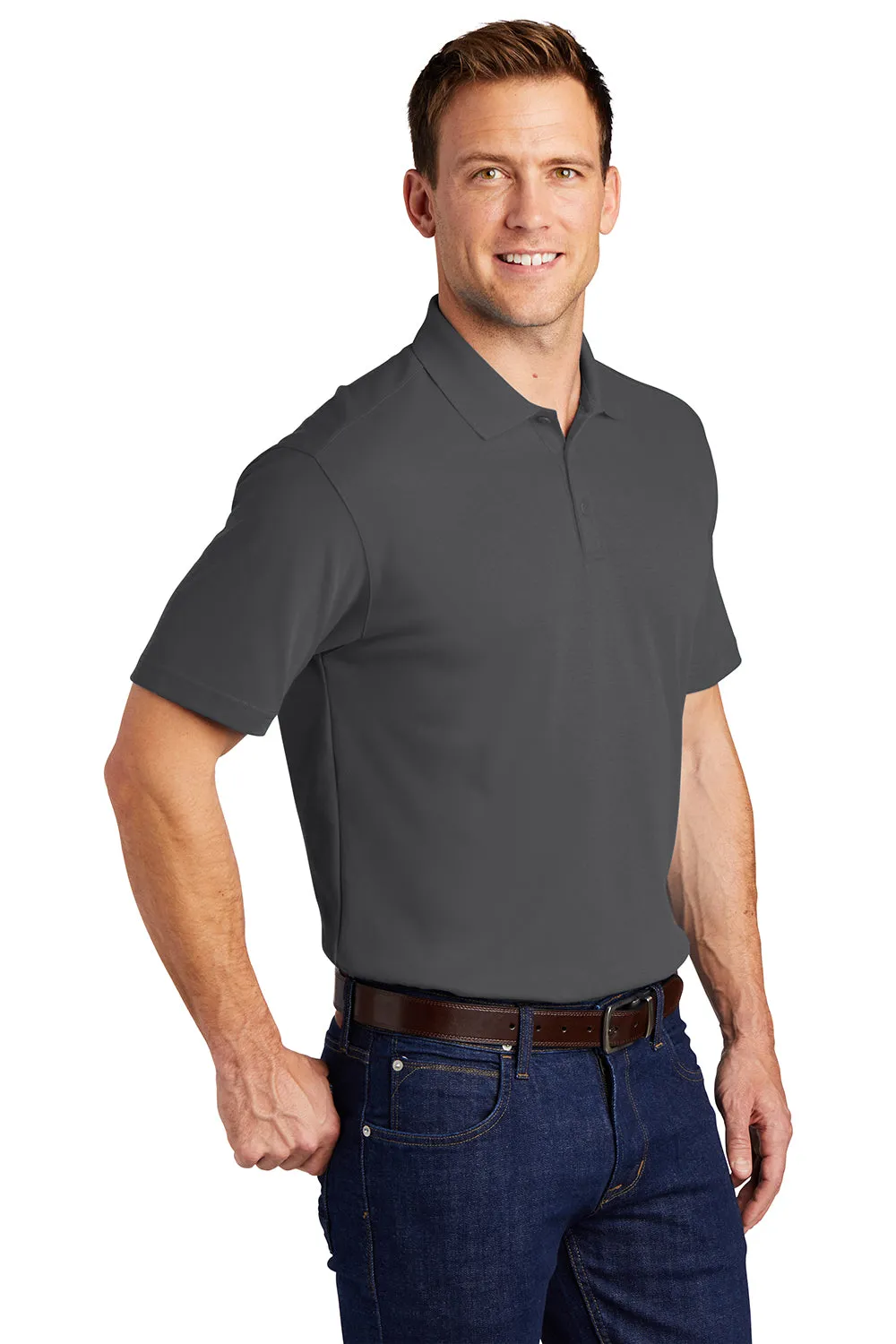 Port Authority Mens Silk Touch Performance Moisture Wicking Short Sleeve Polo Shirt - Sterling Grey  Premium quality Clothing Port-Authority