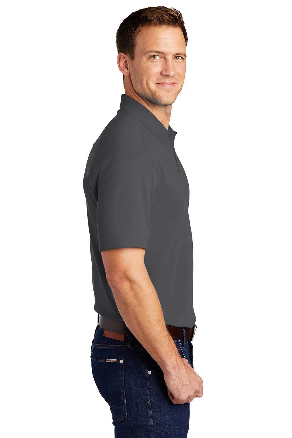 Port Authority Mens Silk Touch Performance Moisture Wicking Short Sleeve Polo Shirt - Sterling Grey  Premium quality Clothing Port-Authority