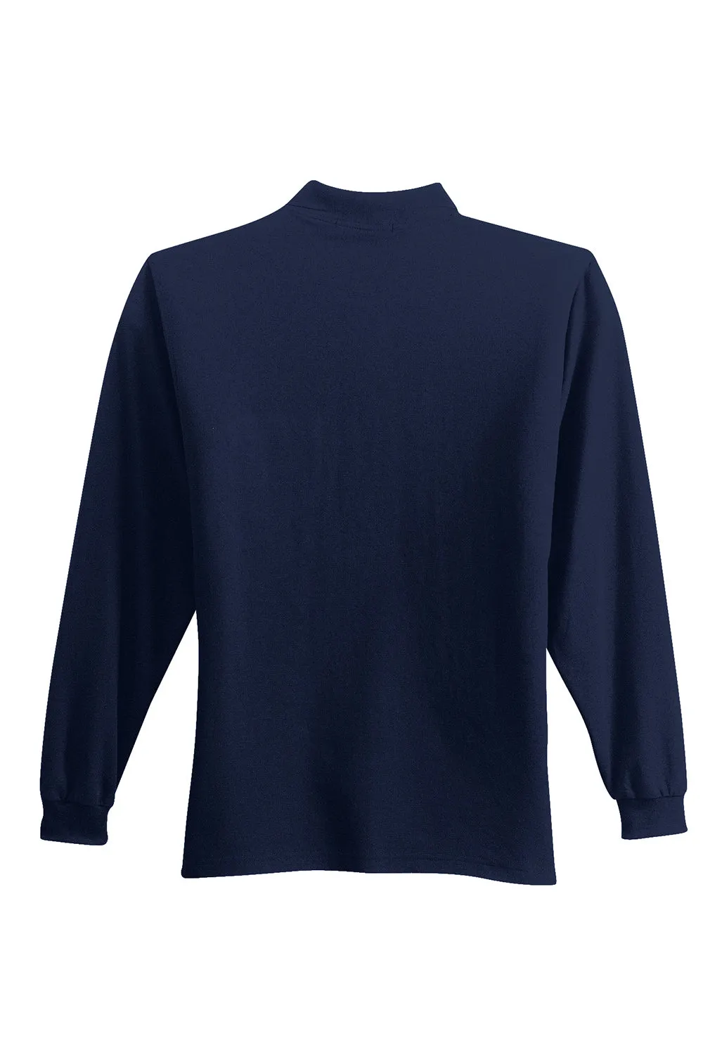Port Authority Mens Silk Touch Wrinkle Resistant Long Sleeve Polo Shirt w/ Pocket - Navy Blue  Premium quality Clothing Port-Authority