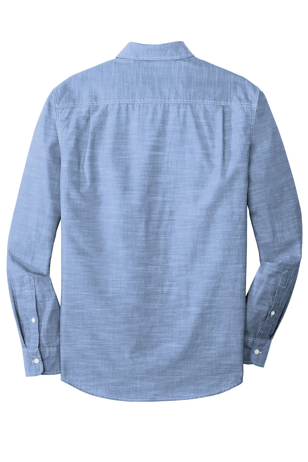 Port Authority Mens Slub Chambray Long Sleeve Button Down Shirt w/ Double Pockets - Light Blue  Premium quality Clothing Port-Authority