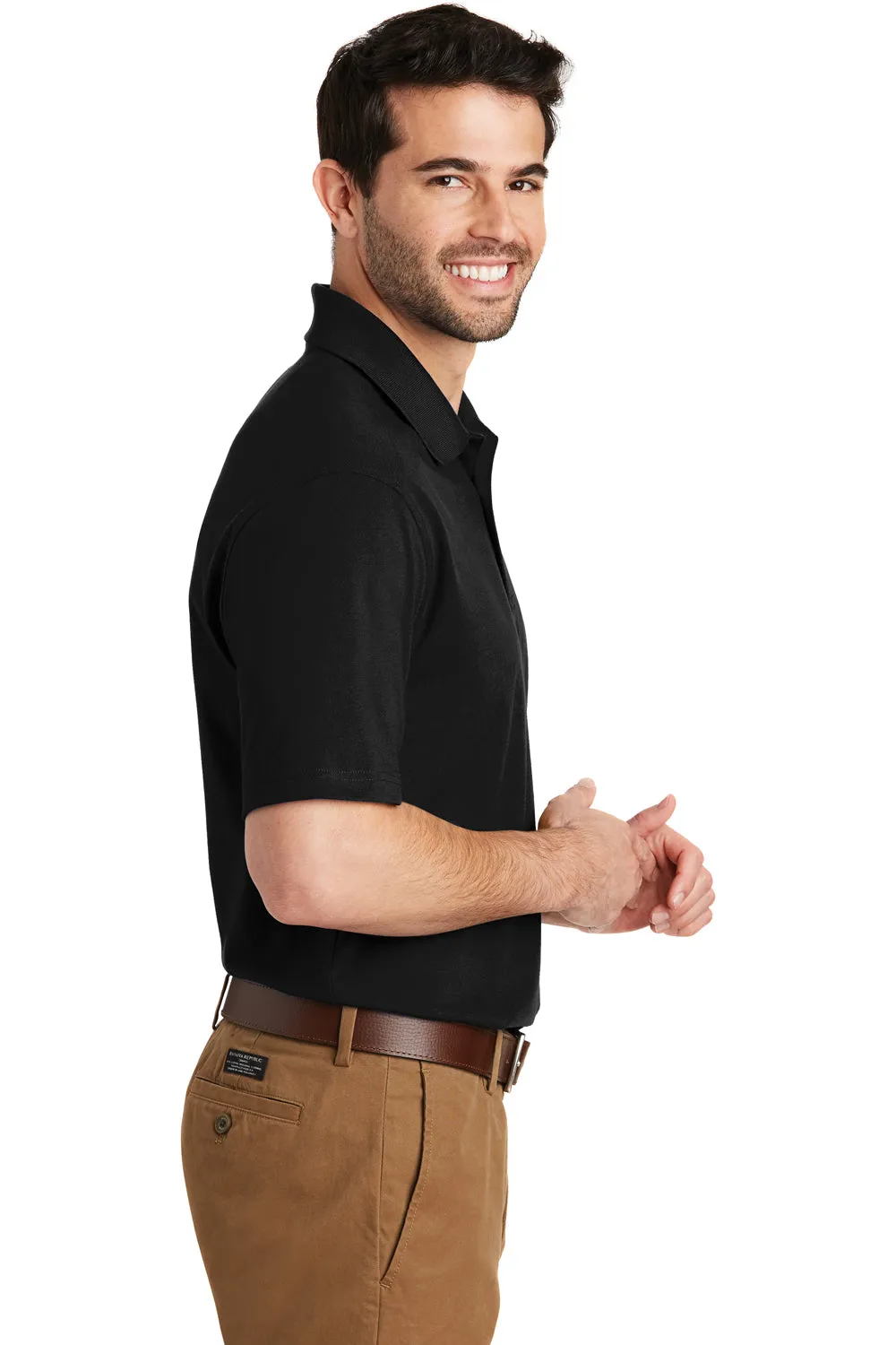 Port Authority Mens SuperPro Moisture Wicking Short Sleeve Polo Shirt - Black - Closeout  Premium quality Clothing Port-Authority