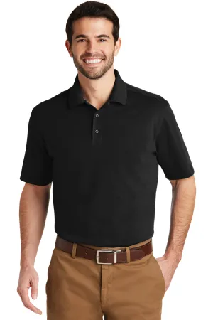 Port Authority Mens SuperPro Moisture Wicking Short Sleeve Polo Shirt - Black - Closeout  Premium quality Clothing Port-Authority
